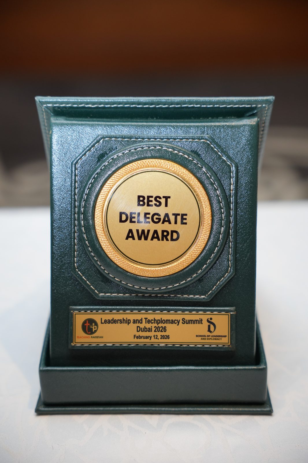 Best Delegate Award — Leadership & Techplomacy Summit · Dubai, Feb 2026