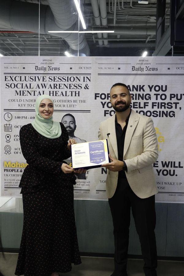 Attendee receiving the Social Awareness & Mental Health certificate