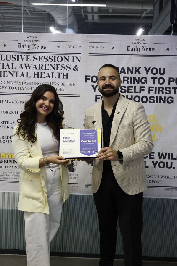 Attendee receiving the Social Awareness & Mental Health certificate