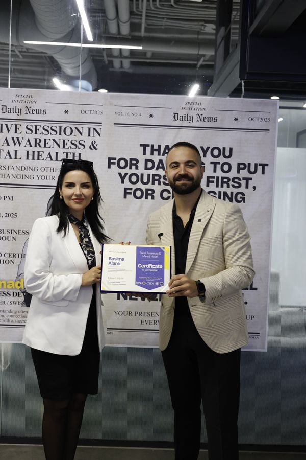 Attendee receiving the Social Awareness & Mental Health certificate