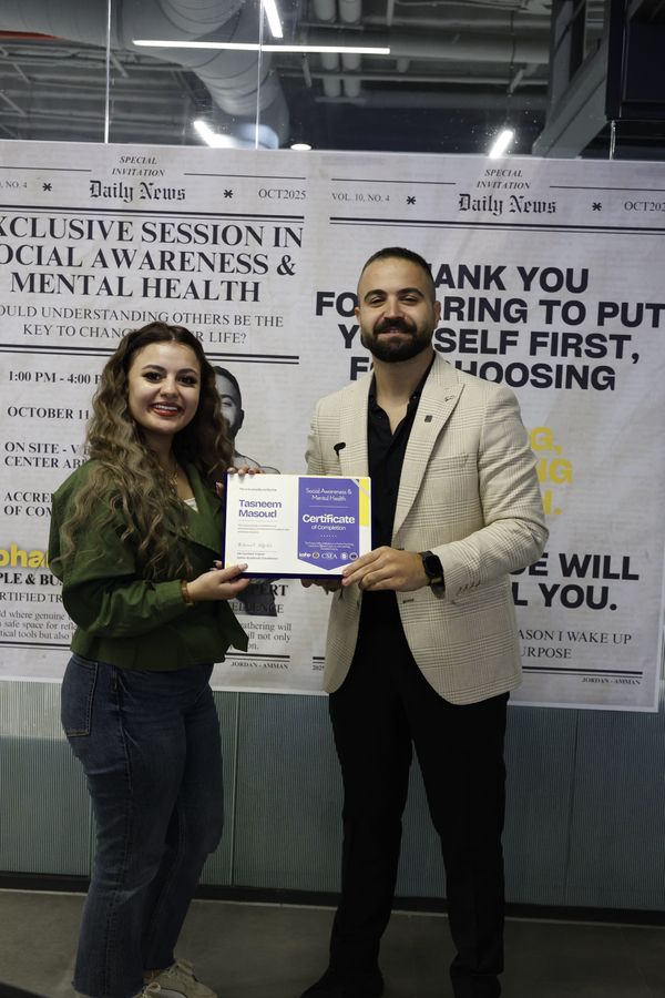 Attendee receiving the Social Awareness & Mental Health certificate